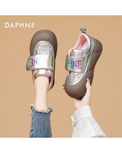 DAPHNE Women's Velcro Canvas Sneakers - Silver, Size 40