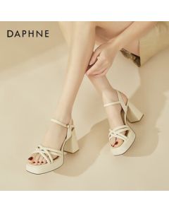 Daphne Chunky Heel Women's Sandals Summer Fairy Style Versatile Open-Toe Soft Sole Fashion Sandals Beige 39