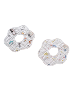 October Crystal Lace Bib 8-Layer Thickened Waterproof 3-Pack for 0-2 Years Baby Drool Bibs Feeding Bibs Rotatable 27*8cm