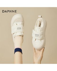Daphne Board Shoes Thick-Soled Cotton Shoes Women's Winter New Style Fleece-Lined Snow Boots White Sneakers 4023607047 Beige Size 37