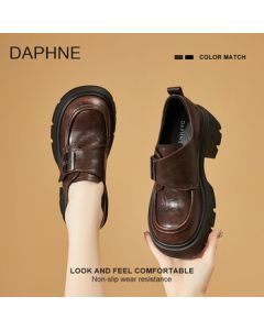 DAPHNE Women's Black Soft-Sole Loafers 2025 New Summer British Style Platform Retro Fashion Versatile Flats