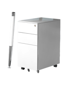 Rockefeller Mobile Drawer File Cabinet Under Desk, Lockable White Steel Storage Side Pull Cabinet, 300mm Wide