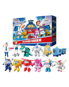 AULDEY Super Wings Family Reunion Full Set of 12 Transformable Robot Gift Box, Kids Toy Birthday Gift