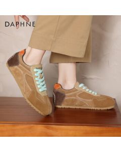 Daphne Women's Casual Shoes Retro Versatile German Training Sneakers Color-Blocking Flat Comfortable Women's Shoes 4024404233 Khaki 37