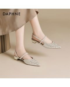 Daphne Sandals Women's New Summer Glitter French Chunky Heel Mary Jane Shoes 4025101249 Champagne 37