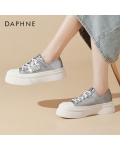 Daphne Women's Casual Shoes Thick-Soled Two-Way White Sneakers Versatile Soft-Soled Canvas Shoes 4024404022 Silver 37