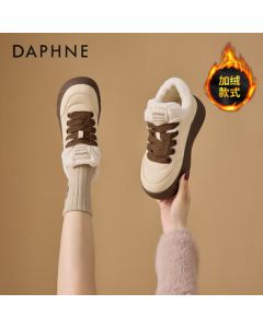 Daphne Women's Snow Boots 2025 New Winter Fleece-Lined Thickened Shoes with Thick Sole Warm Cotton Boots Brown Size 38