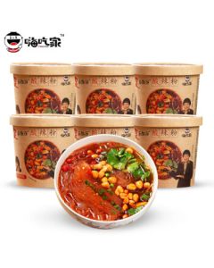 Haichijia Spicy and Sour Vermicelli 139g*6 Cups, Sweet Potato Noodles Instant Food, Non-Cook Quick Meal, Midnight Snack