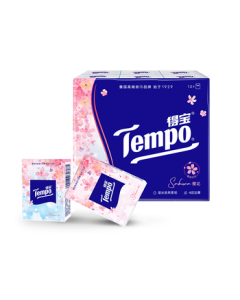 TEMPO Yibo Same Style Pocket Tissues Sakura Scent 4-Ply 7 Sheets * 12 Packs Wet-Strength Small Pack Facial Tissues