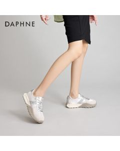 Daphne Platform Sneakers for Women, Comfortable Soft-Soled Versatile Retro Running Shoes, Lightweight Casual Sports Shoes for Women, Silver, Size 39