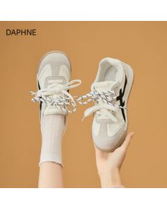 DAPHNE Women's Gray Trainer Shoes 2025 New Arrival Autumn Retro Running Shoes with Thick Platform Sole Stylish Casual Sneakers