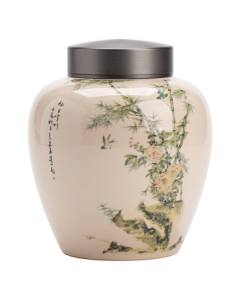 SUSHI CERAMICS Bamboo Garden Elegant Ceramic Tea Canister Large Sealed Storage Jar J0452