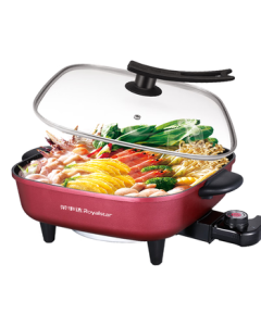 Royalstar Electric Hot Pot, 5L Large Capacity Multi-Function Non-Stick Electric Cooking Pot for Frying, Grilling, and Boiling, Electric Wok and Steamer RHG-136C Home Appliance