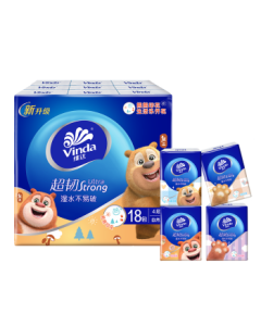 Vinda Ultra-Strong Pocket Tissues 4-Ply 8 Sheets * 18 Packs (Boonie Bears Limited Edition) Must-Have for National Day Travel