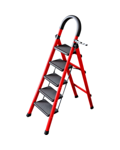 Shuliang Ladder, Household A-Frame Ladder, 5-Step Ladder, Folding Engineering Ladder, Thickened Carbon Steel, Staircase, Housewarming Red