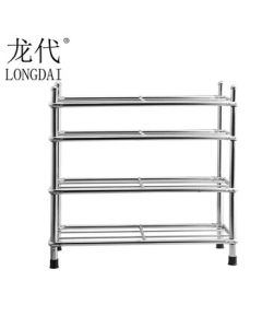 Longdai Stainless Steel Shoe Rack, Multi-Tier Entryway Storage Shelf, Dormitory Organizer, 4-Tier Shoe Cabinet (Includes 1 Mat)