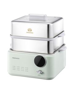 DAEWOO Multi-functional Electric Steamer for Home Use, Large Capacity Double-layer Stainless Steel Steamer DYZL-12L35 Morandi Green