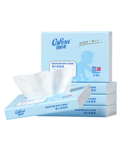 COROU Facial Tissue 3-Ply S-Size 60 Sheets * 5 Packs, Moisturizing Tissue, Cloud-Soft Tissue, Lotion-Infused Tissue, Portable, Napkin