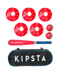 Decathlon Baseball & Softball Kids Outdoor Training Instructional Foam Safety Base 9-Piece Set (1 Bat + 2 Baseballs + 1 Storage Bag + 5 Marker Discs) - 2412461