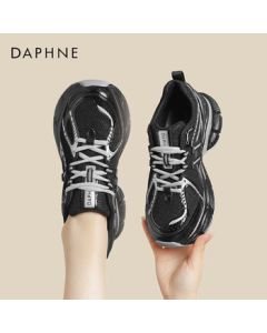Daphne Women's Casual Shoes Mesh Thick-Soled Platform Sneakers Breathable Sports Shoes 4024101125 Black 36