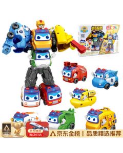 BIG TAYLOR Transformable School Bus Kids' Toy Robot Handmade Firefighter Godard 3-in-1 Set, Birthday Gift for Boys Aged 3-6