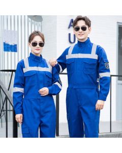 Huamei Navy Blue Flame-Resistant Coverall Workwear for Workshop, Furnace Front Workers, Shipyard High-Temperature Welding Suit, Bright Blue 3XL Size