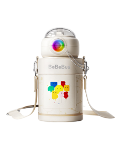 bebebus Kids Insulated Water Bottle with Straw for 18+ Months, Large Capacity 550ml Stainless Steel Thermos for School Students