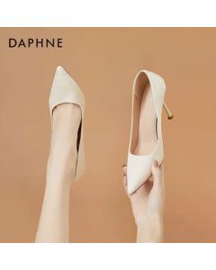 DAPHNE Women's High Heels Black Pointed Toe Stiletto Elegant Single Shoes Platform Low-Cut Shoes 4622101063 Beige 39