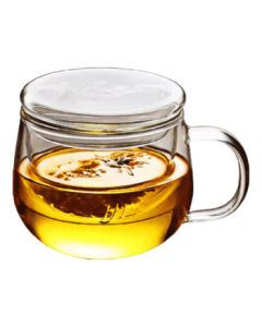 Fuguang Tea Cup with Tea Strainer, Double-Wall Office Glass Tea Cup with Handle, High Borosilicate Glass Cup for Men and Women