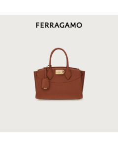 Ferragamo Women's Cognac Soft Studio Handbag (Medium) 0786168 Gift for Girlfriend