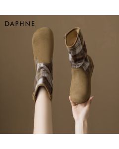 Daphne Women's Ankle Boots Flat Sole Yellow Boots 2025 New Retro Birken Boots Marled Stacked Boots Khaki Size 38