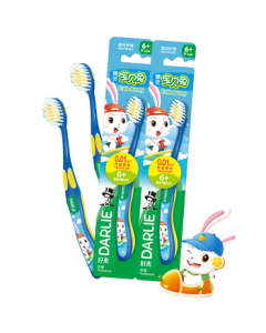 DARLIE (formerly Darkie) Baby Rabbit Children's Toothbrush 2-Pack, Small Head Soft Bristles for Ages 6-12+, Colors Random