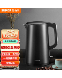 SUPOR ZMD Safety Series 1.7L Capacity Double-Layer Heat Insulation & Anti-Scald All-Steel Seamless Inner Tank One-Touch Easy Open Lid Electric Kettle SW-17SJ01