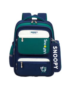 SNOOPY Backpack for Elementary School Students - Spine Protection & Lightweight Large Capacity Backpack for Grades 1-3-6, Green (Large Size)