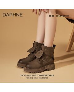DAPHNE Women's Big Yellow Boots 2025 New Autumn & Spring British Style Ankle Boots Hiking Shoes Platform Work Boots Martin Boots
