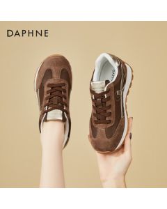 DAPHNE Retro Agatha Casual Women's Shoes - Color-Blocked Versatile Sneakers, Lightweight German Training Shoes for Women, Running Shoes, Brown, Size 36
