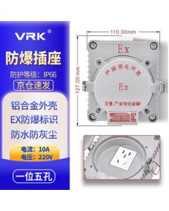 VRK Explosion-Proof Socket Plug Power Strip, 1-Gang 5-Hole 220V 10A, Surface Mount or Flush Mount, High Power, Waterproof for Outdoor Use