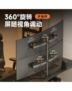 Zhiercheng Quad Monitor Stand, 4-Screen Computer Monitor Mount for 27-inch Multi-Display Setup, Desktop PC Monitor Stand with Height Adjustment for Four Screens