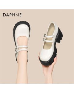 Daphne Platform Mary Jane Shoes for Women, Spring New Arrival One-Strap Versatile Flats 4025101183 Beige 35