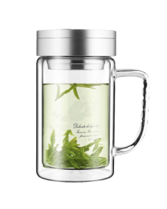 Fuguang Jian Brand Double-Wall Glass Cup Supports Bulk Customization, Office Tea Cup with Handle, Large Capacity Water Cup for Men and Women