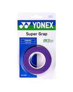 YONEX Badminton Grip Tape AC-102C-240, Sweat-Absorbent Overgrip, Dark Purple, 3-Pack