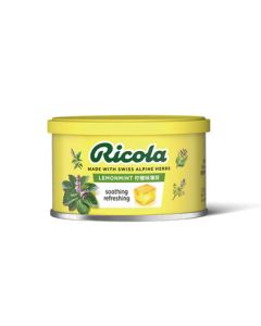 Ricola Lemon Mint Flavor Soothing Throat Drops Refreshing Hard Candy with Sugar, 100g Tin
