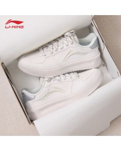 Li Ning Women's Board Shoes 2025 Autumn New Low-Top Casual Sneakers, Versatile White Shoes, Breathable Lightweight Soft-Sole Sports Shoes