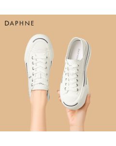 Daphne Women's Casual Shoes Classic Platform Sneakers Two-Way Wear Smiley Face White Shoes Style 4024404085 Beige Size 39