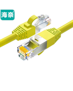 Hainai 5G 10Gbps Cat7 Ethernet Patch Cable CAT7 Double Shielded Pre-made Network Cable Oxygen-Free Copper POE Power Supply Yellow 5m