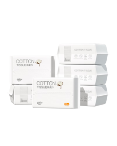 Kexinrou 100% Cotton Soft Facial Tissue, 100 Sheets per Pack, 6 Packs, Baby-Friendly Dry/Wet Dual-Use