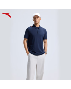 ANTA Training Series Cool-Feel Unisex Short-Sleeve Polo T-Shirt XL Navy Blue Men's