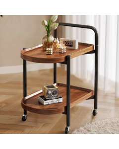Zhuobo Coffee Table Small Side Table Sofa End Table Tea Cart Serving Trolley Storage Shelf BCJ02 Irregular Walnut Color