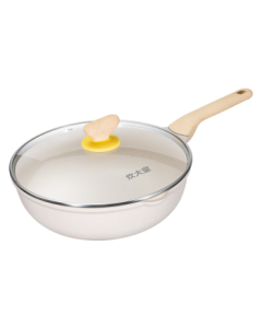 Cooker King Wok, 30cm Flat Bottom Non-Stick Frying Pan with Granite Coating, Multi-Functional with Less Oil Smoke, Compatible with Induction Cookers