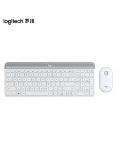 Logitech MK470 Wireless Keyboard and Mouse Combo, Ultra-Thin Office Keyboard with Full-Size Layout and 2.4G Wireless Receiver, Peony White